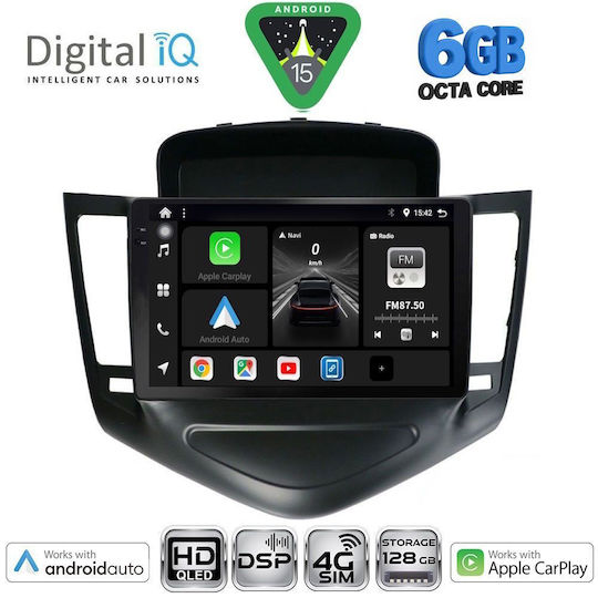 Digital IQ Car Audio System for Chevrolet Cruze 2008-2012 with Clima (Bluetooth/USB/WiFi/GPS/Apple CarPlay/Android Auto) with 9" Touch Screen