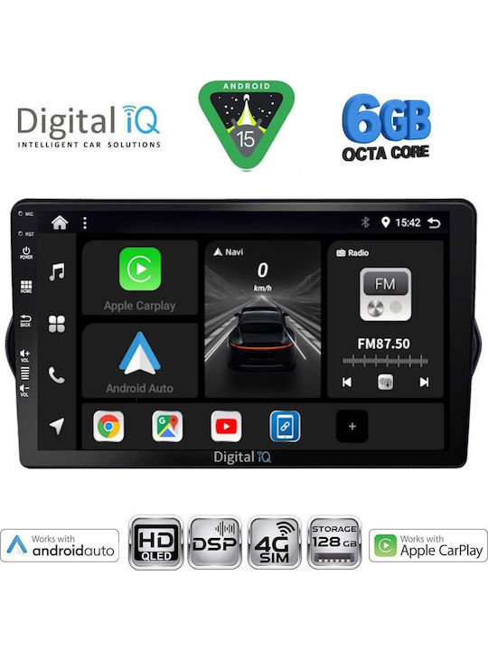 Digital IQ Car Audio System for Fiat Tipo 2015-2023 Bluetooth USB WiFi GPS Apple CarPlay Android Auto with 9" Touch Screen