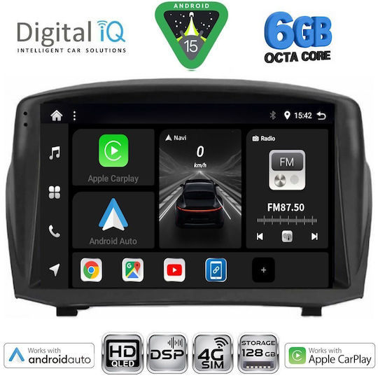 Digital IQ Car Audio System for Ford Fiesta 2008-2017 (Bluetooth/USB/WiFi/GPS/Apple CarPlay/Android Auto) with 9" Touch Screen