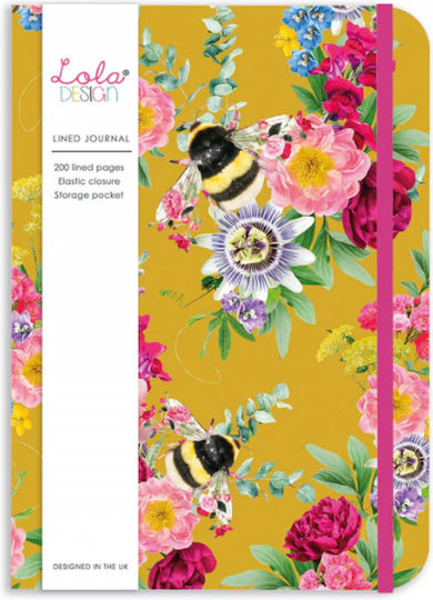 Lola Design Notizbuch 100 Blätter mit Gummiband Gelb