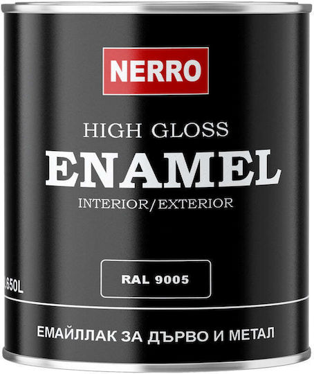 Enamel Paint Wood Metal Ral 9005 Black 0.650 L Nerro