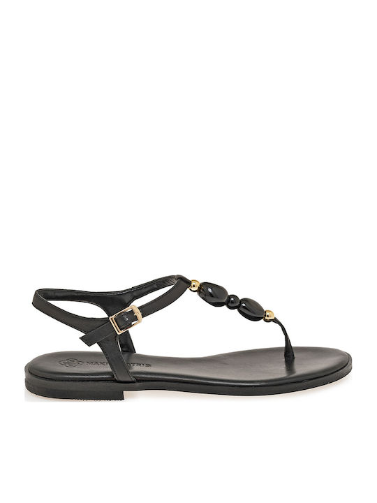 Makis Kotris Leather Women's Flat Sandals Black