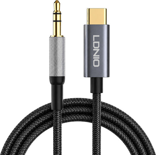 Ldnio Braided USB 2.0 Cable USB-C male - 3.5mm Μαύρο 2m