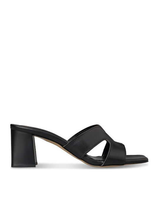 Mules with Chunky Heel in Black Colour