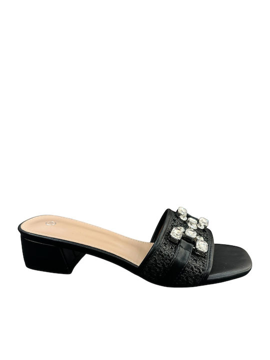 Mules With Low Heel In Black Colour