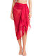 Calzedoro Women's Long Sea Pareo Black Red Can Be Tied Many Ways See Through Fabric 8742 Red Red
