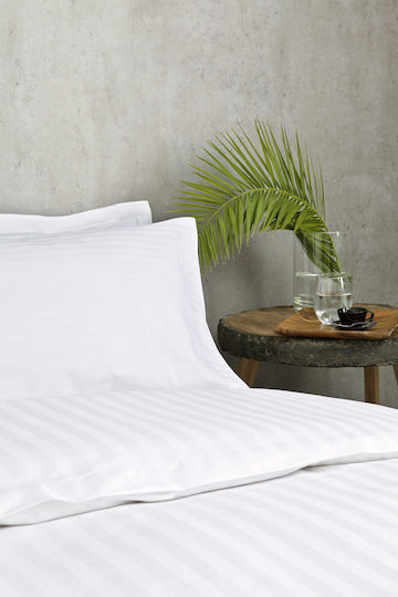 6 Pieces Hotel Single Sheet 165x280 230 Threads CVC Satin Stripe 1cm 60% Cotton Piqué 40% Polyester