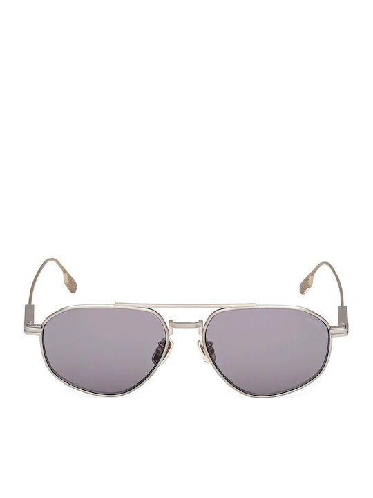Zegna Men's Sunglasses with Silver Metallic Frame and Mirror Lenses EZ0289 17A