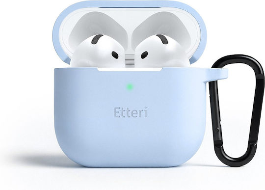 Etteri Калъф от Силикон с Кука в Светлосин Цвят за Apple AirPods 4