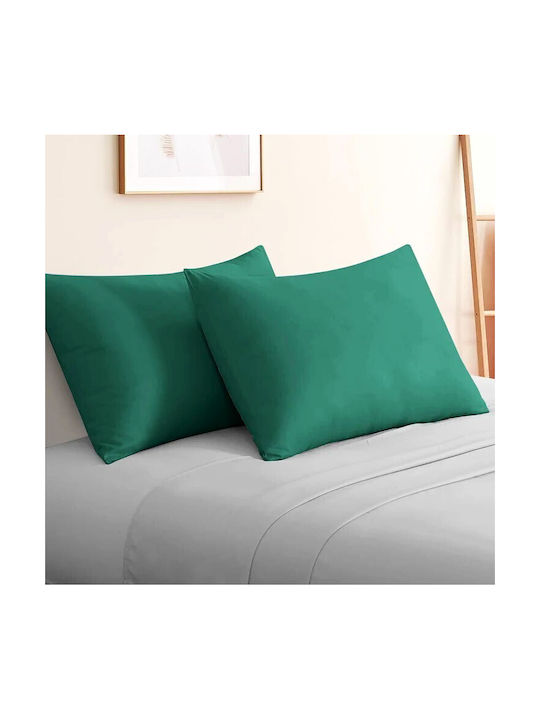 Kotonia Home Σετ Μαξιλαροθήκες με Φάσα Πράσινες 50x70εκ.