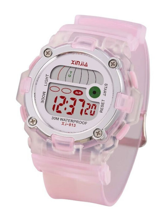 Digital Herrenuhr 40mm Batterien mit Rosa Gummi Armband