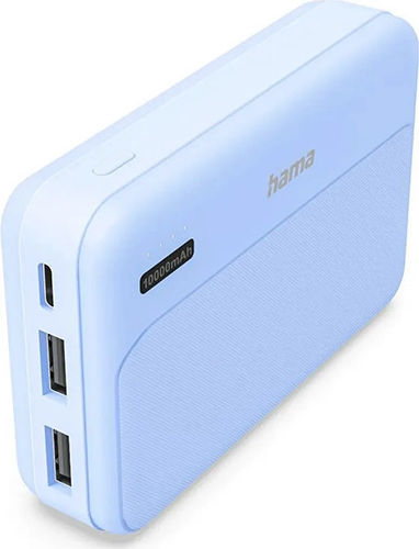 HAMA Pocket 10 Power Bank 10000mAh with 2 USB-A Output Ports Light Blue