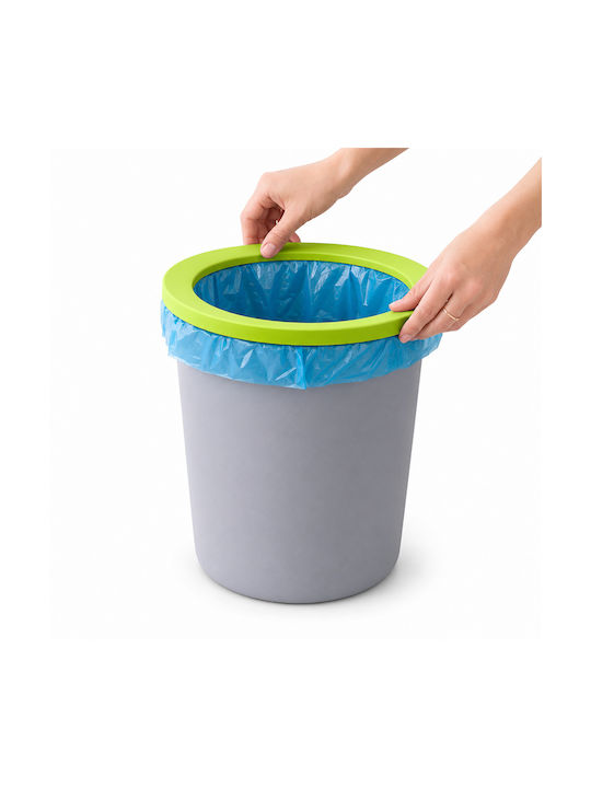 Femmit Coș Rotund Din Plastic 12l Verde Gri Inel Din Plastic Pentru Susținerea Sacului 23x27 Cm