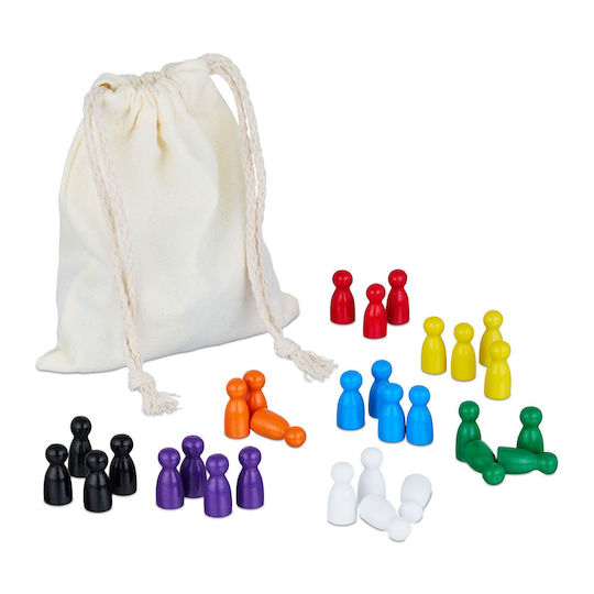 Set 160 piese de joc din lemn multicolore 2.5x1.2cm