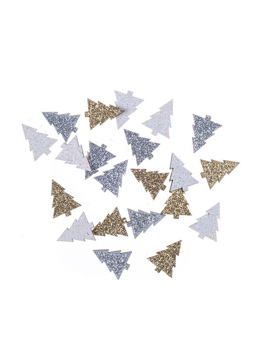 Wooden Glitter Christmas Trees Gold Silver White 21