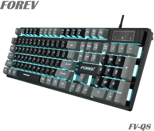 Forev FV-Q8 Gaming Mechanical Keyboard with Membrane Switches and RGB Lighting English US Grey