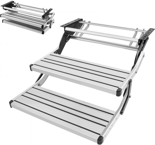 Vevor RV 2 Steps Load Capacity 200 Kg Manual Folding RV Ladders Telescopic Folding Caravan Steps Aluminum Alloy Non-Slip Entry Ladders Steel Frame Caravan Caravan
