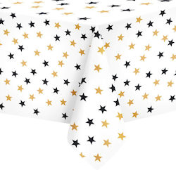 White Foil Tablecloth Stars Birthday 137x274cm