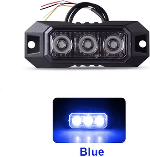 Φανάρι Led Μπλε Strobe Διαφορετικές Λειτουργίες Led 12-24v 3 Smd – Oem