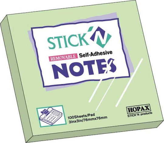 Hopax Self-adhesive Notes 76 X 76 Mm 100 Sheets Stick'n Pastel Green