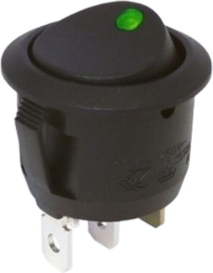 On Off Round Rocker Led Dot Switch 12V Green