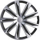 Auto Gs Car Hubcaps Raze Black Silver 113796 15'' 4 Pieces 34412