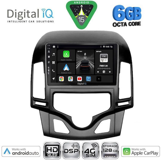 Digital IQ Ηχοσύστημα Αυτοκινήτου για Hyundai i30 2007-2012 με Clima (Bluetooth/USB/WiFi/GPS/Apple-Carplay/Android-Auto) με Οθόνη Αφής 9"