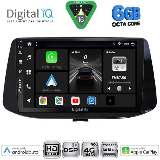 Digital IQ Ηχοσύστημα Αυτοκινήτου για Hyundai i30 (Bluetooth/USB/WiFi/GPS/Apple-Carplay/Android-Auto) με Οθόνη Αφής 9"