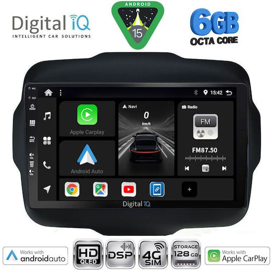 Digital IQ Car Audio System for Jeep Renegade 2015-2019 (Bluetooth/USB/WiFi/GPS/Apple CarPlay/Android Auto) with 9" Touch Screen