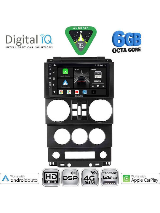 Digital IQ Car Audio System for Jeep Wrangler 2006-2011 Bluetooth USB WiFi GPS Apple CarPlay Android Auto with 9" Touch Screen