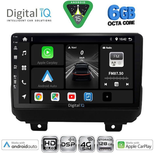 Digital IQ Ηχοσύστημα Αυτοκινήτου για Jeep Wrangler 2018 (Bluetooth/USB/WiFi/GPS/Apple-Carplay/Android-Auto) με Οθόνη Αφής 9"