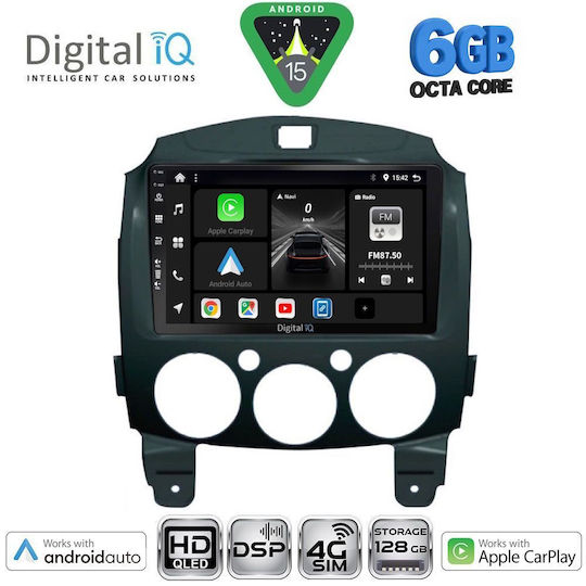 Digital IQ Auto-Audiosystem für Mazda 2 2007-2014 (Bluetooth/USB/Eingebautes Wi-Fi / GPS / Apple CarPlay / Android Auto) mit 9 Zoll Touchscreen