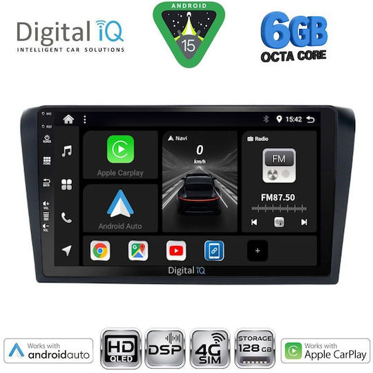 Digital IQ Car Audio System for Mazda 3 2003-2008 Bluetooth USB WiFi GPS Apple CarPlay Android Auto with 9" Touch Screen