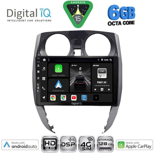 Digital IQ Car Audio System for Nissan Note 2012-2020 (Bluetooth/USB/WiFi/GPS/Apple CarPlay/Android Auto) with 10" Touch Screen