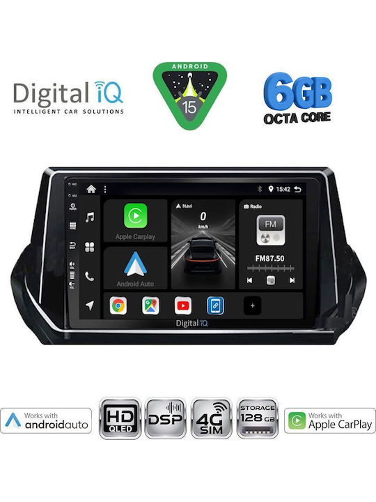 Digital IQ Car Audio System for Peugeot 208 2008 (Bluetooth/USB/WiFi/GPS/Apple CarPlay/Android Auto) with 9" Touch Screen