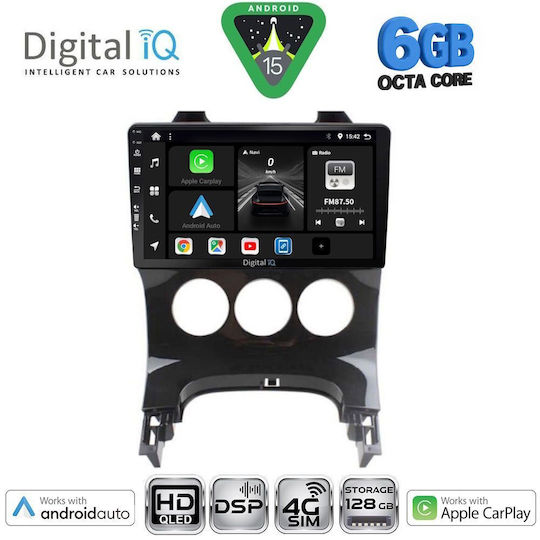 Digital IQ Ηχοσύστημα Αυτοκινήτου για Peugeot 3008 2008-2016 με A/C (Bluetooth/USB/WiFi/GPS/Apple-Carplay/Android-Auto) με Οθόνη Αφής 9"