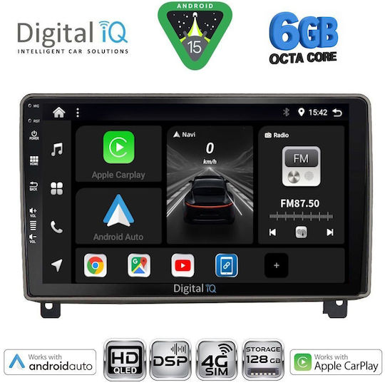 Digital IQ Ηχοσύστημα Αυτοκινήτου για Peugeot 407 2004-2011 (Bluetooth/USB/WiFi/GPS/Apple-Carplay/Android-Auto) με Οθόνη Αφής 9"