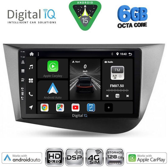 Digital IQ Ηχοσύστημα Αυτοκινήτου για Seat Leon 2005-2012 (Bluetooth/USB/WiFi/GPS/Apple-Carplay/Android-Auto) με Οθόνη Αφής 9"