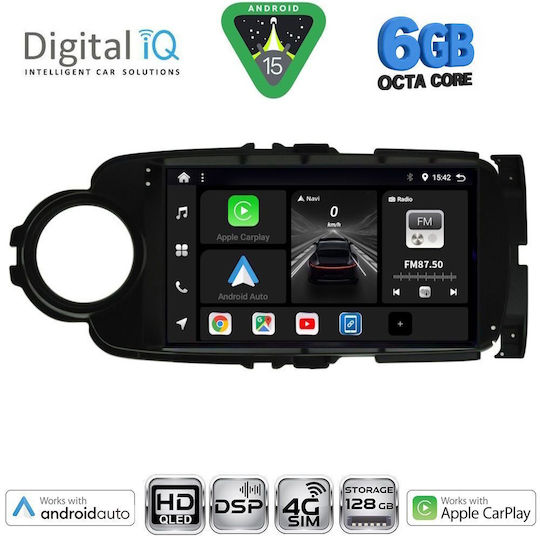 Digital IQ Car Audio System for Toyota Yaris 2011-2015 Bluetooth USB WiFi GPS Apple CarPlay Android Auto with 9" Touch Screen