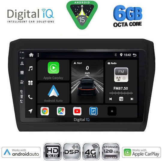 Digital IQ Car Audio System for Suzuki Swift 2017-2022 (Bluetooth/USB/WiFi/GPS/Apple CarPlay/Android Auto) with 9" Touch Screen