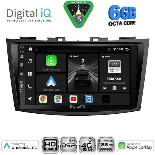 Digital IQ Car Audio System for Suzuki Swift 2011-2016 Bluetooth USB WiFi GPS Apple CarPlay Android Auto with 9" Touch Screen