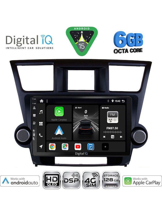 Digital IQ Автомобилна Аудио Система За Toyota Highlander 2008-2015 Bluetooth USB Вграден Wi-Fi GPS Apple CarPlay Android Auto С Touch Screen 10"
