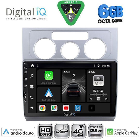 Digital IQ Ηχοσύστημα Αυτοκινήτου για Volkswagen Touran 2003-2010 με A/C (Bluetooth/USB/WiFi/GPS/Apple-Carplay/Android-Auto) με Οθόνη Αφής 10"