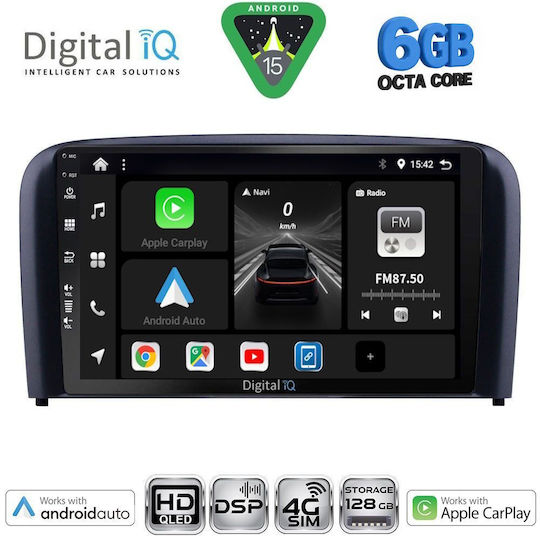 Digital IQ Ηχοσύστημα Αυτοκινήτου για Volvo S80 1998-2006 (Bluetooth/USB/WiFi/GPS/Apple-Carplay/Android-Auto) με Οθόνη Αφής 9"