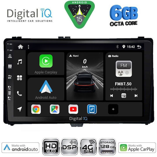 Digital IQ Car Audio System for Toyota Auris / Aygo X / Corolla 2015-2021 (Bluetooth/USB/WiFi/GPS/Apple CarPlay/Android Auto) with 9" Touch Screen