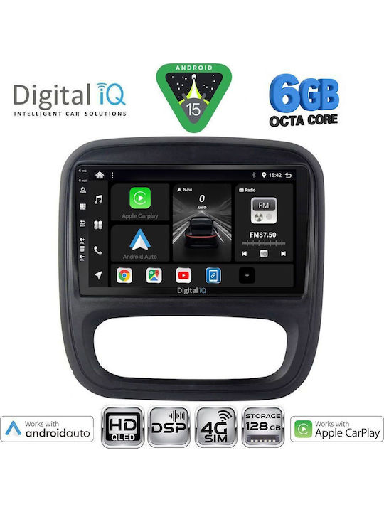 Digital IQ Car Audio System for Opel Vivaro Renault Trafic Nissan NV300 2014-2019 Bluetooth USB WiFi GPS Apple CarPlay Android Auto with 9" Touch Screen