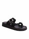 Leather Women's Flat Sandals Black