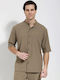 Short Sleeve Shirt In Regular Fit Dark Beige