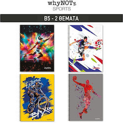SP Souliotis Spirale Schulfachhefte B5 2 Themen Whynote Sports Verschiedene Designs