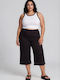 Women's Zip Culottes with Rubber Band Black